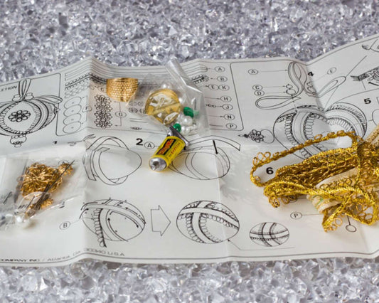 Vintage materials for ornament making.