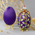 Load image into Gallery viewer, Materials to make Beautiful Easter Egg Satin Ornament - rhinestones chains, gold leaves, and crystal beads to a satin ball. (Indigo). Indigo