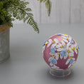 Load image into Gallery viewer, Christmas or Easter Beaded Ornament Ball embellished with flowers, trim, and beads. Handmade. Top detail. (Pale Violet Red).