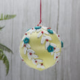 Load image into Gallery viewer, Christmas or Easter Beaded Ornament Ball embellished with flowers, trim, and beads. Handmade. (Khaki).