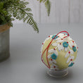 Load image into Gallery viewer, Christmas or Easter Beaded Ornament Ball embellished with flowers, trim, and beads. Handmade. Top Detail. (Khaki).