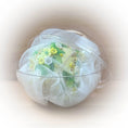 Load image into Gallery viewer, Christmas or Easter Beaded Ornament Ball embellished with acrylic flowers, leaves, and crystal beads. Handmade. Package. (Light Yellow).