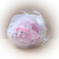 Load image into Gallery viewer, Christmas or Easter Beaded Ornament Ball embellished with acrylic flowers, leaves, and crystal beads. Handmade. Packaging. (Deep Pink).