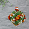 Load image into Gallery viewer, Christmas or Easter Beaded Ornament Ball embellished with acrylic flowers, leaves, and crystal beads. Handmade.(Olive).