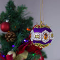 Load image into Gallery viewer, Christmas Beaded Satin Ornament Ball Kit Project, front view. (Indigo).