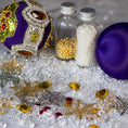 Load image into Gallery viewer, Christmas Beaded Satin Ornament Ball Kit Project. Materials. (Indigo).