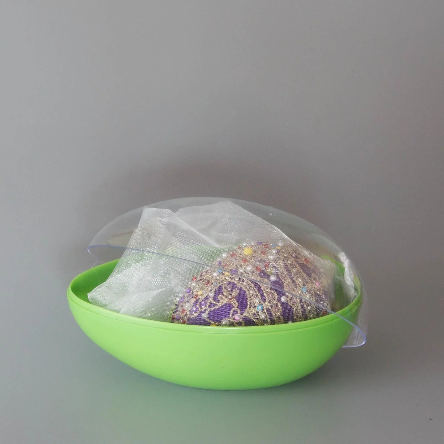 Misbah satin ornament kit Easter Egg Faberge push pin DIY container. (Indigo)