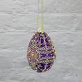 Load image into Gallery viewer, Misbah satin ornament kit Easter Egg Faberge push pin DIY side. (Indigo)