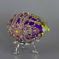 Load image into Gallery viewer, Misbah satin ornament kit Easter Egg Faberge push pin DIY top detail . (Indigo)