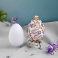 Load image into Gallery viewer, Beaded Push Pin Easter Egg Ornament Kit with flowers. (Gold)