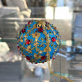 Load image into Gallery viewer, Close-up of Quam - Handmade Ornament from Whim5seasons. It will make a great gift - rich colors, gold accents, bee charm, festive design. (Sky Blue)