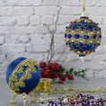 Load image into Gallery viewer, Christmas Sequin Satin Ornament Push Pin Kit for adults DIY Vintage Scheherazade blue. (Dark Slate Blue)