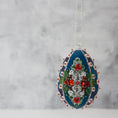 Load image into Gallery viewer, Easter or Christmas Beaded Ornament embellished with crystals, beads, and metallic trim. (Dark Slate Blue).