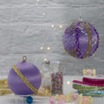 Load image into Gallery viewer, A close-up of Handmade Christmas Ornament Candy by Whim5seasons - thousand of Miyuki seed beads, meticulously applied one by one by hand. (Medium Purple)