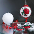 Load image into Gallery viewer, Finished ornament and a white satin ball with decorative items, embroide3red red roses patches on a dark background. (White)