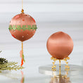 Load image into Gallery viewer, Push Pin Ornament Kit in rose brown color features green, orange, and brown maple leaf charms, gold chain, and a satin foam core on a light gray background. (RosyBrown)