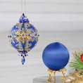 Load image into Gallery viewer, DIY push pin ornament kit: one ball is a finished handmade ornament, and the other is a blue foam base with a Christmas branch. (Blue)