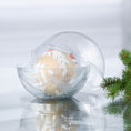 Load image into Gallery viewer, Handmade completed Frosted Laurel Satin Ornament in a clear plastic container with holiday Christmas greenery on a white background. (Papaya)