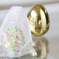 Load image into Gallery viewer, Handmade Easter Egg Push Pin Ornament in a see-through elegant organza bag with a large gold egg-shaped container in the background by Whim5seasons. (Dark Red)