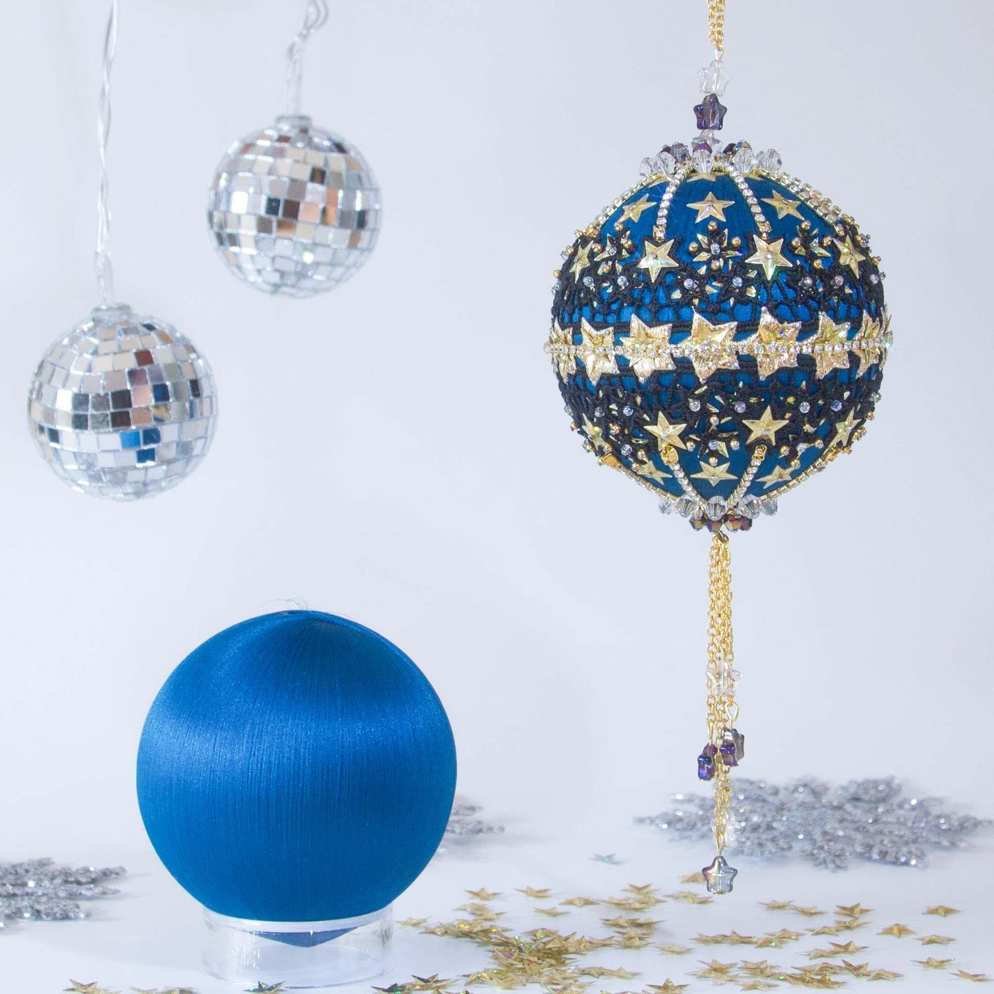 New Year Star Sequin Ornament Kit from Whim5seasons is a 3-4 hour project for an intermediate skill level. (Dark Slate Blue)