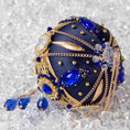 Load image into Gallery viewer, Phoenix - Christmas Beaded Satin Push Pin Ornament - vintage art involves push pin, beads, ribbons, and trims. (Navy)