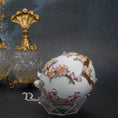 Load image into Gallery viewer, A bottom detail of Handmade Beaded Push Pin Easter Ornament by Whim5seasons - white satin egg with pink plum bloom embroidery patches and silver cording. Faberge inspired.(White)