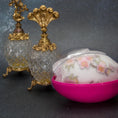 Load image into Gallery viewer, Handmade Easter Egg Satin Ornament by Whim5seasons packed in organza bag and a pink container with a clear lid. (White)