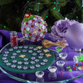 Load image into Gallery viewer, DIY Project featuring satin lavender colored ball with floral patterns on a table with craft materials. (Medium Purple).