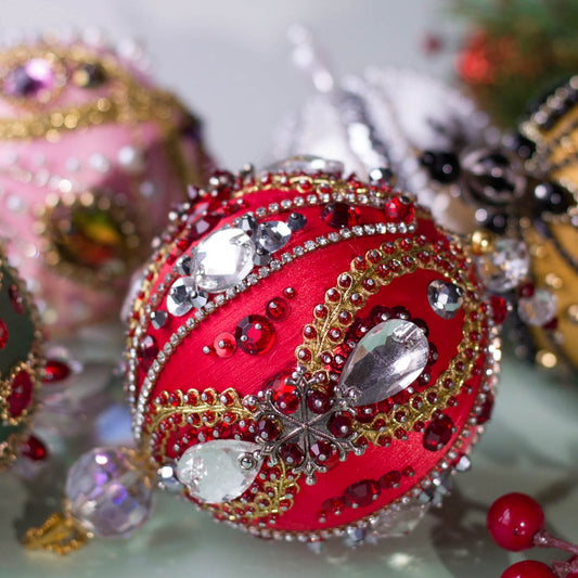 Red Satin Beaded Ornament by Whim5seasons