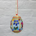 Load image into Gallery viewer, Field_Flowers_blue_side Beaded Satin Floral Ornament
