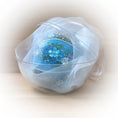 Load image into Gallery viewer, Christmas or Easter Beaded Ornament Ball embellished with acrylic  flowers, leaves, and crystal beads. Handmade. Package.  (Sky Blue).

