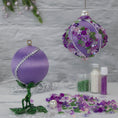 Load image into Gallery viewer, Christmas Sequin Satin Ornament Push Pin Kit for adults DIY Vintage Garland lavender
