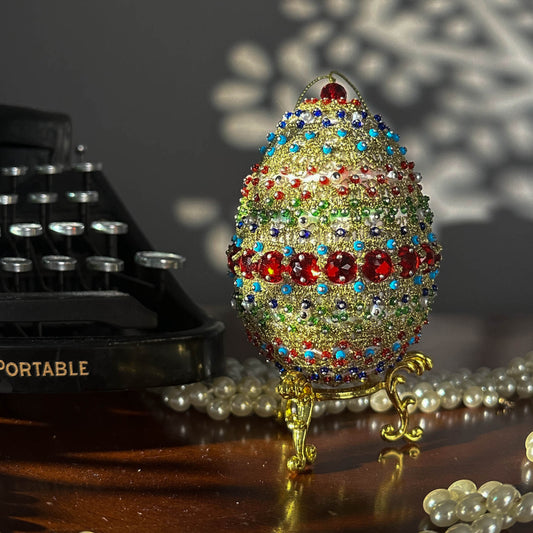 Handmade Easter Egg Ornament Golden Crochet