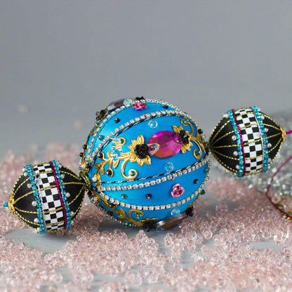 Handmade Christmas  Beaded Satin Ornament sparkly and fun. (Sky Blue).