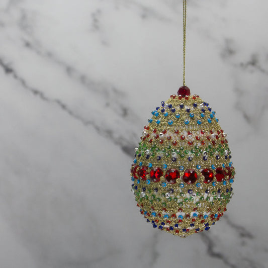 Handmade Easter Egg Ornament Golden Crochet