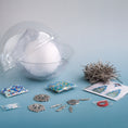 Load image into Gallery viewer, Christmas satin ornament supplies : pins, beads, Indian dream catcher and feather charms.  (White)
