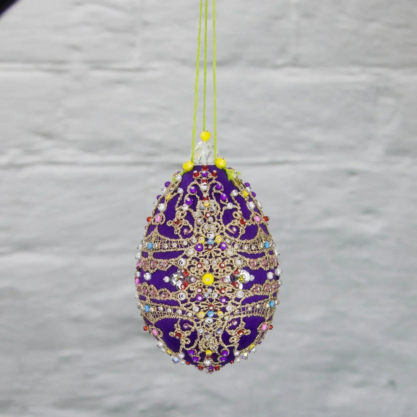 Misbah satin ornament kit Easter Egg Faberge push pin DIY front. (Indigo)