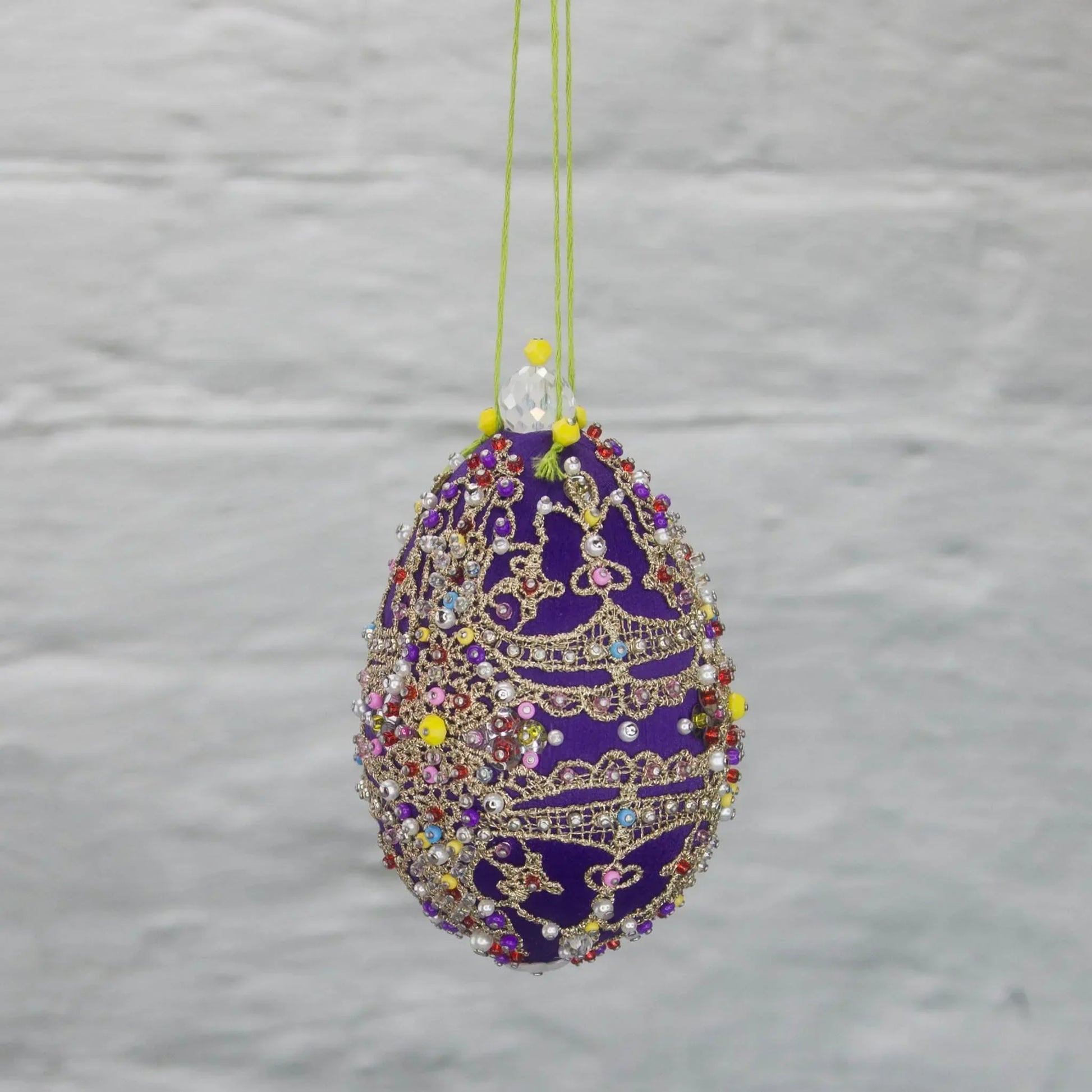 Misbah satin ornament kit Easter Egg Faberge push pin DIY side. (Indigo)
