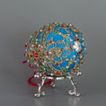 Load image into Gallery viewer, Cute bottom detail of a handmade Easter Beaded Ornament  from Whim5seasons -  skillfully crafted using high quality seed beads and imitation pearls. (Sky Blue)
