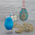 Load image into Gallery viewer, Misbah Easter Egg Ornament Kit from Whim5seasons offersbeautifully packed kits for push pin art enthusiasts. (Sky Blue)
