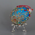 Load image into Gallery viewer, Handmade Easter Egg Satin Ornament  from Whim5seasons is meticulously crafted using high quality seed beads and imitation pearls. (Sky Blue)
