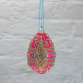Load image into Gallery viewer, This Faberge Inspired Easter Egg Ornament kit is a true gem from Whim5seasons. Bright fuchsia color contrasted with blue and gold accents. (Deep Pink)
