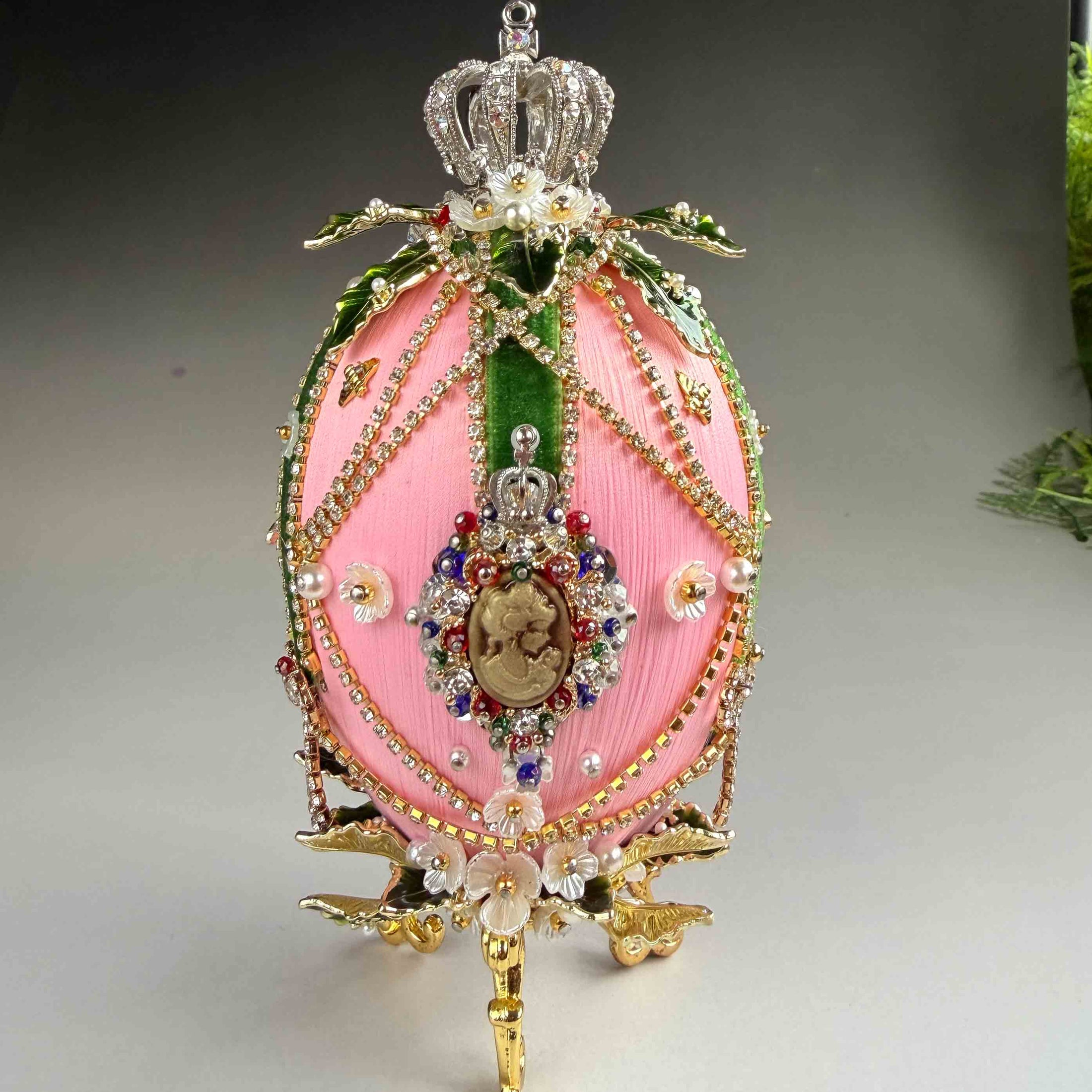 Handmade Easter Egg Satin Push Pin Ornament Fauxberge