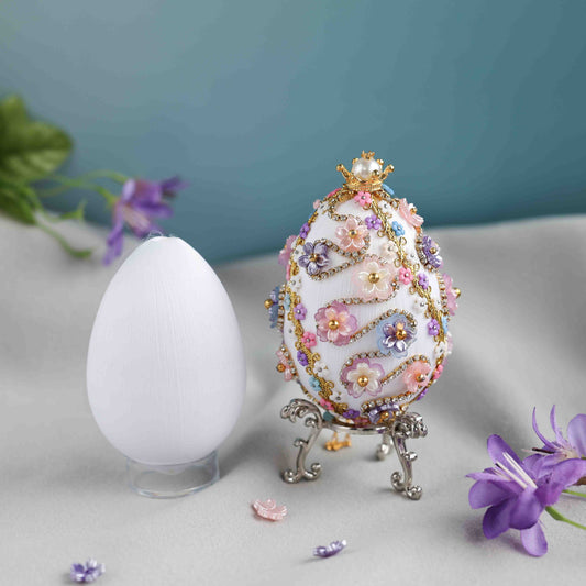 Beaded Push Pin Easter Egg Ornament Kit with flowers. (Gold)