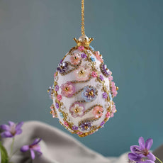 Beaded Push Pin Easter Egg Ornament. (Gold)