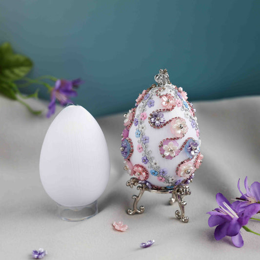 Beaded Push Pin Easter Egg Ornament Kit. (Silver)