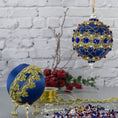 Load image into Gallery viewer, Christmas Sequin Satin Ornament Push Pin Kit for adults DIY Vintage Scheherazade blue.  (Dark Slate Blue)
