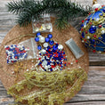 Load image into Gallery viewer, Scheherazade Christmas Sequin Satin Ornament Push Pin Kit for adults - materials for fun DIY project: beads, metallic cord, gold lace, pins.  (Dark Slate Blue) 

