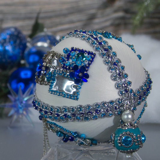 Handmade Christmas Beaded Ornament Snowman