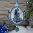 Load image into Gallery viewer, Handmade Beaded Ornament from Whim5seaons with an adorable ceramic snowman in front of a Christmas tree.
